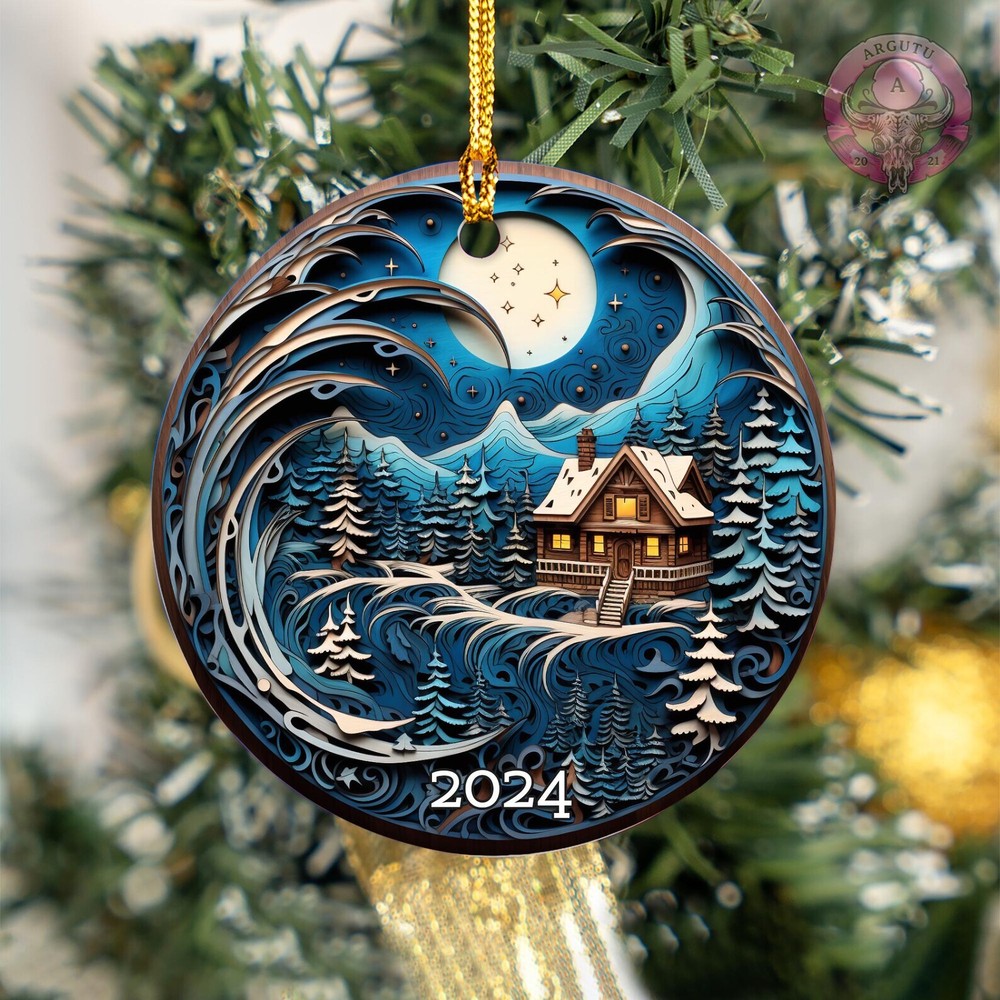 2024 Christmas Ceramic Round Ornament Perfect Holiday Decoration and Thoughtful Gift Idea
