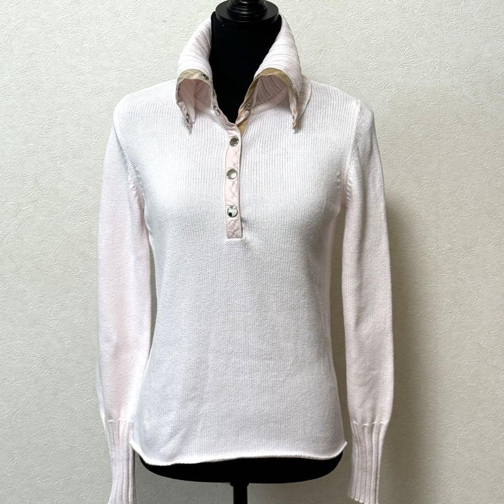 Burberry London High Neck Sweater Cut & Sewn Pink S Made in Italy