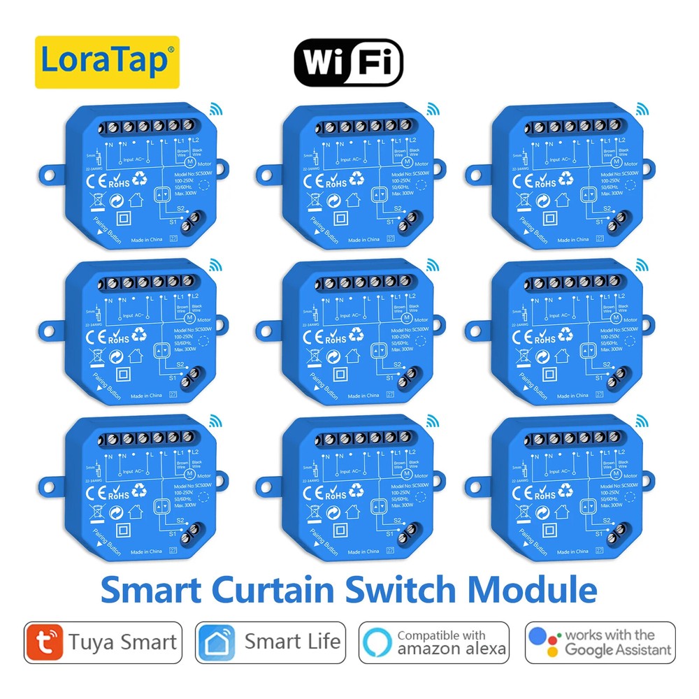 Smart Roller Shutter Blind Switch with Tubular Motor and Voice Remote Control