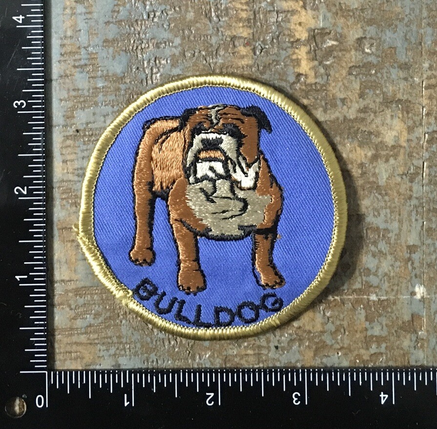 Vintage 1970s English Bulldog Breed Embroidered Iron-On Pet Patch