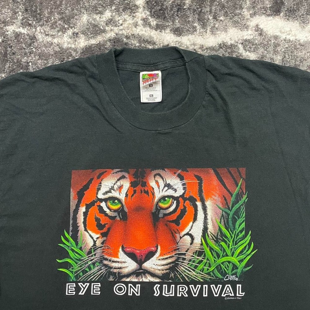 Vintage Tiger Shirt Mens XL 90s Nature Animal Rights Extinction Habitat Bengal