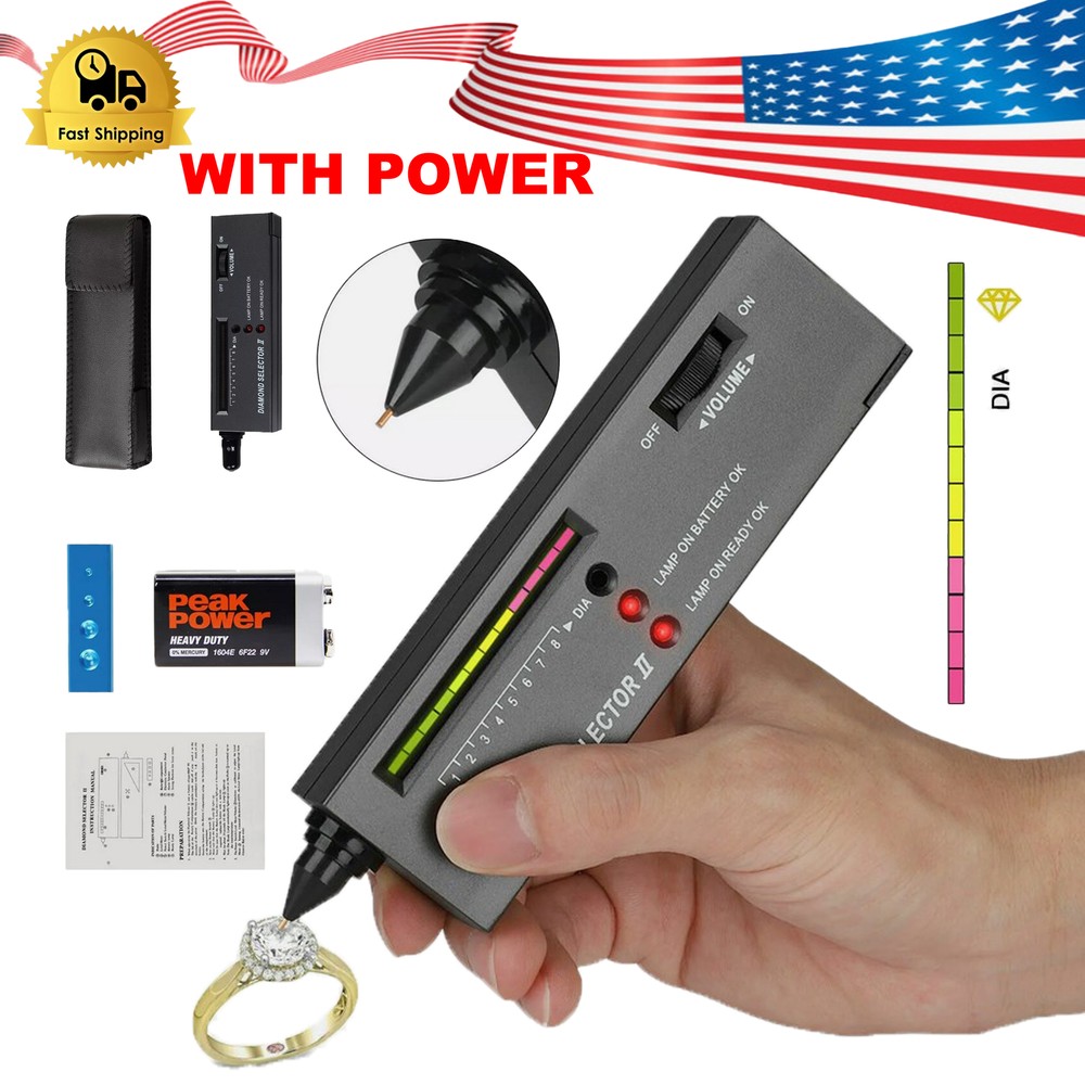 Diamond Tester Selector Illuminated Jewelry Gemstone Testing Tool Kit Battery US