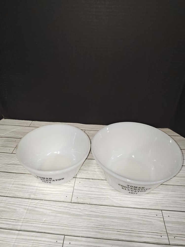 TOMAH CO-OP ELEVATOR TOMAH Wisconsin 1971 & 1972 Milkglass Advertising Bowls