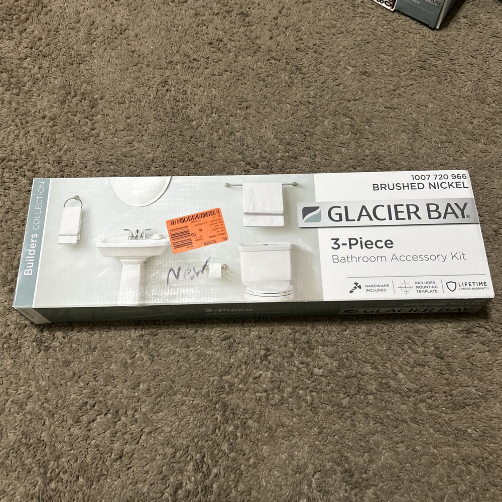 Glacier Bay 3-Piece Brushed Nickel Bath Hardware Set with Towel Bar