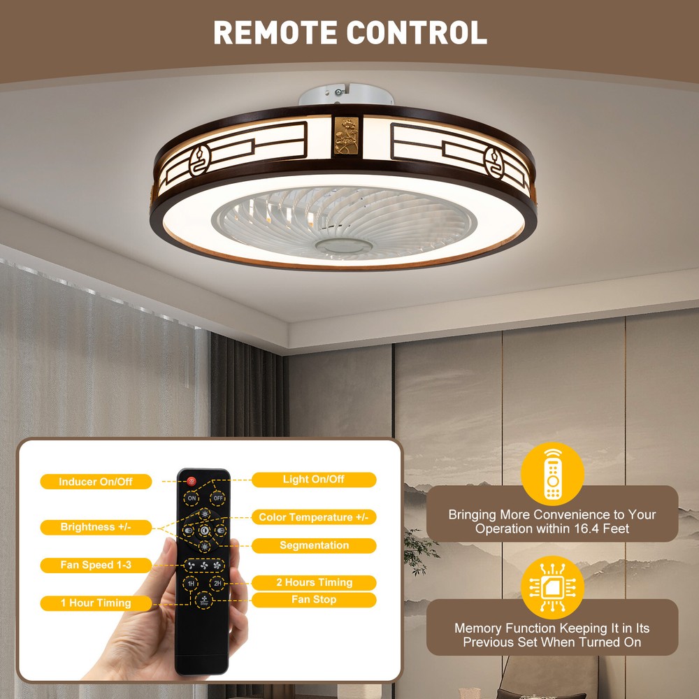 Modern Dimmable LED Ceiling Fan with Chandelier Light and Remote – 3 Speeds