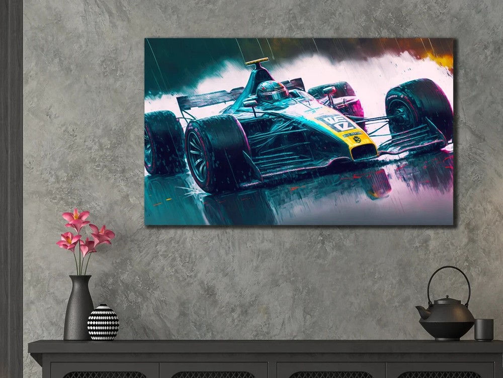 Sports Car Vintage Abstract Art Paint Unframed Canvas Print Australian Wall Art