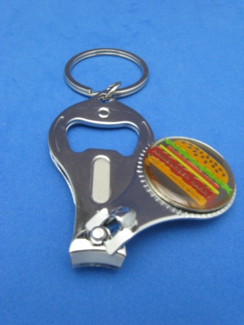 Hamburger Cheeseburger Keyring Nail Clipper Bottle Opener in Silver #167