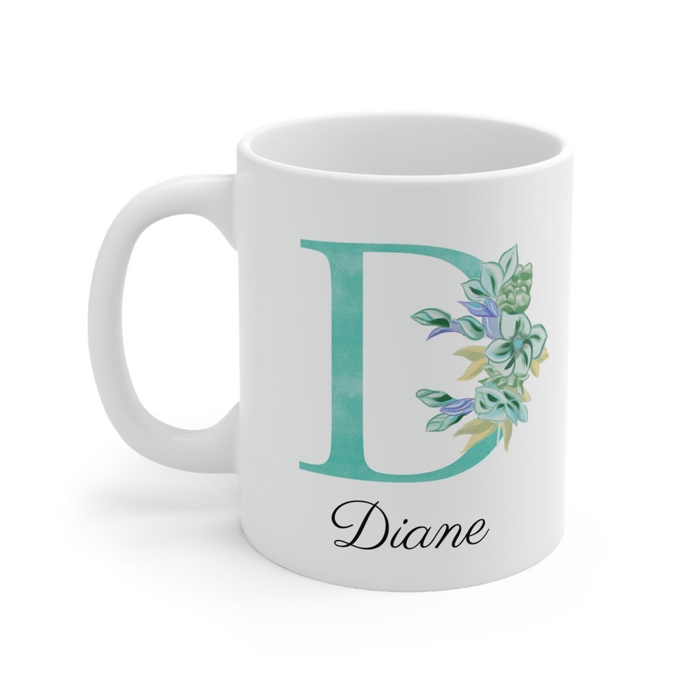 Taza inicial cerámica blanca personalizada letra 