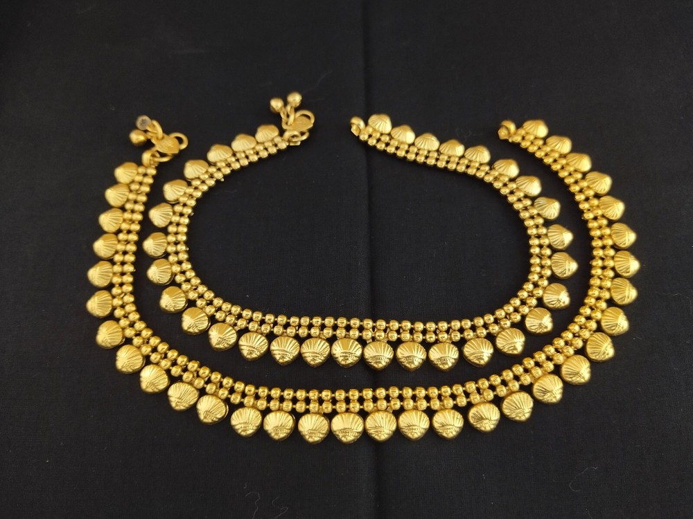 Indian Anklet payal Bollywood Ethnic Anklets Gold Plated Traditional Anklets-image