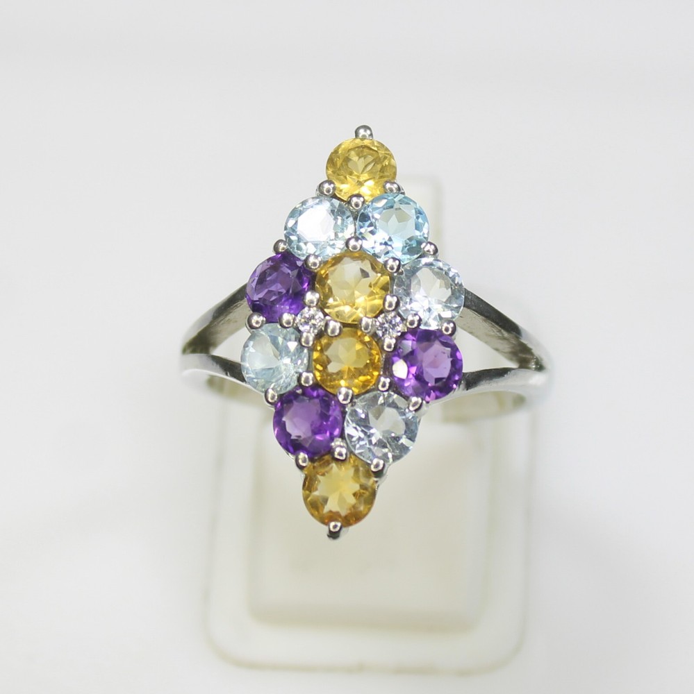 Sterling Silver Multi Stone Solitaire Ring for All Sizes  