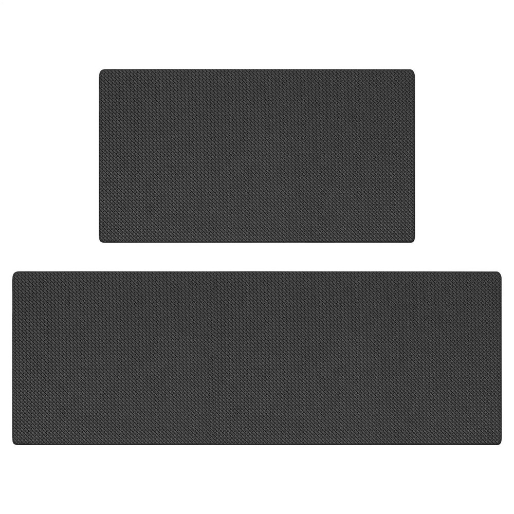 Black Non-Slip Cushioned Anti-Fatigue Kitchen Floor Mats in Large & Small Sizes