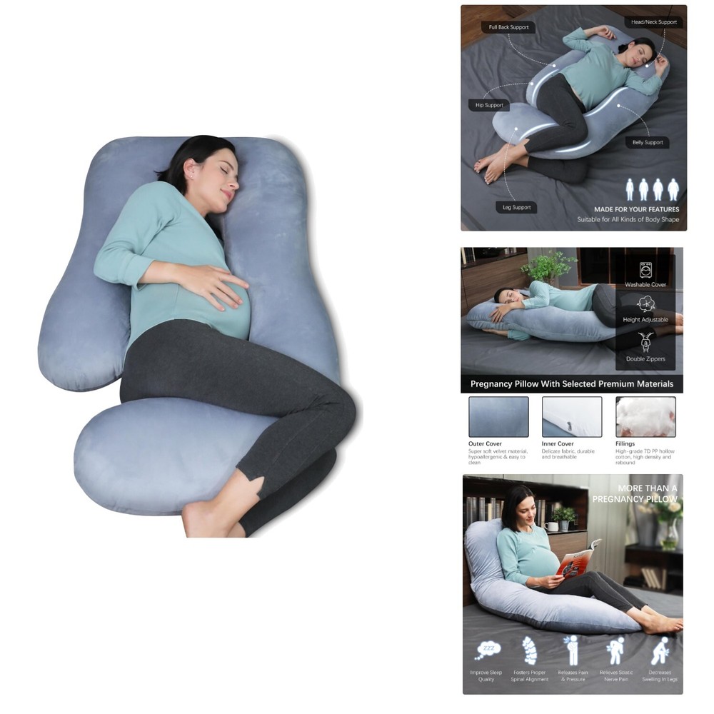Pregnancy Pillow U Shaped Full Body Support with Removable Cover for Comfortable Sleep
