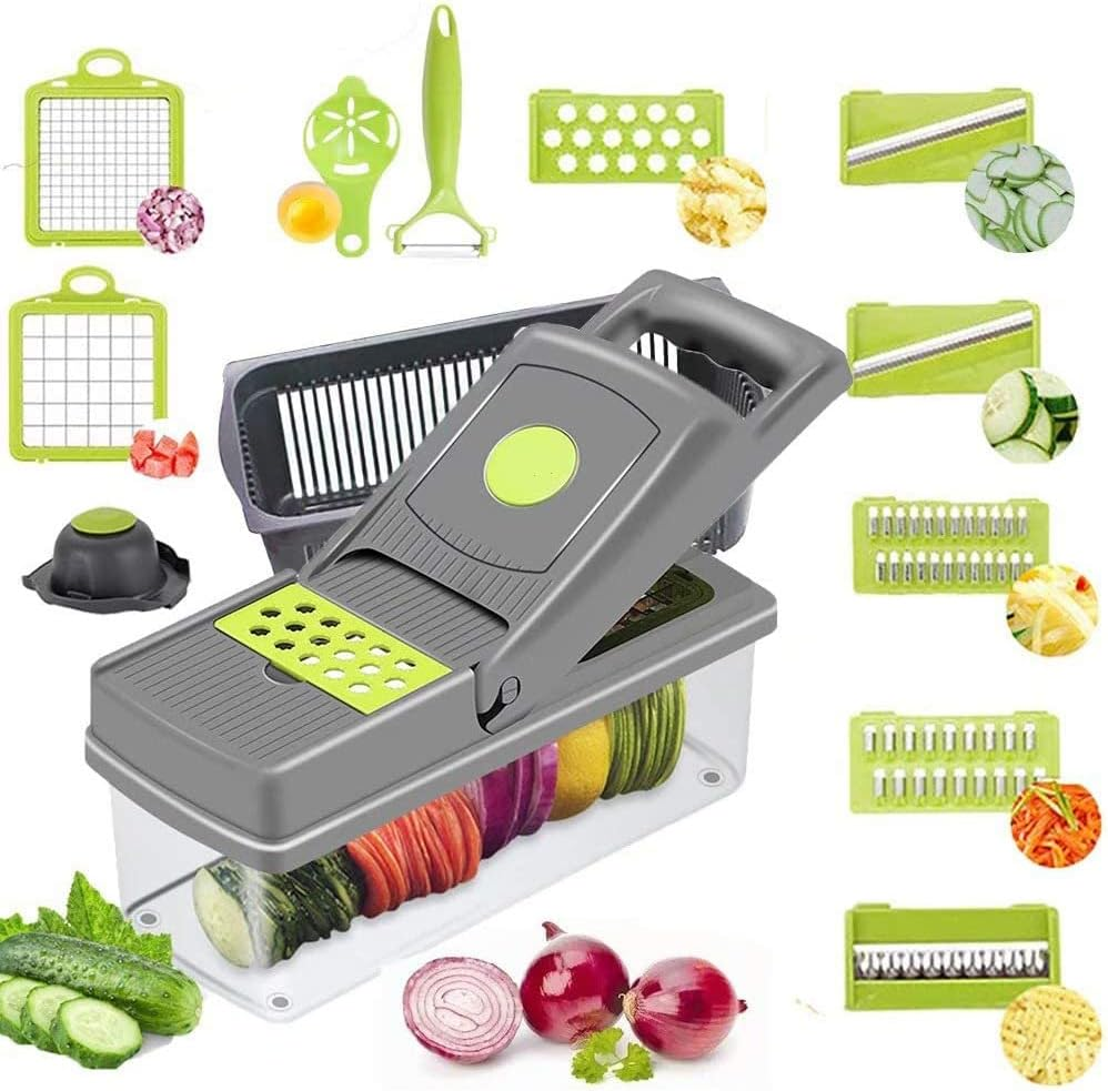 Vegetable Chopper Dicer Onion Chopper, 14 in 1 Food Chopper Fruits Cutter with 8