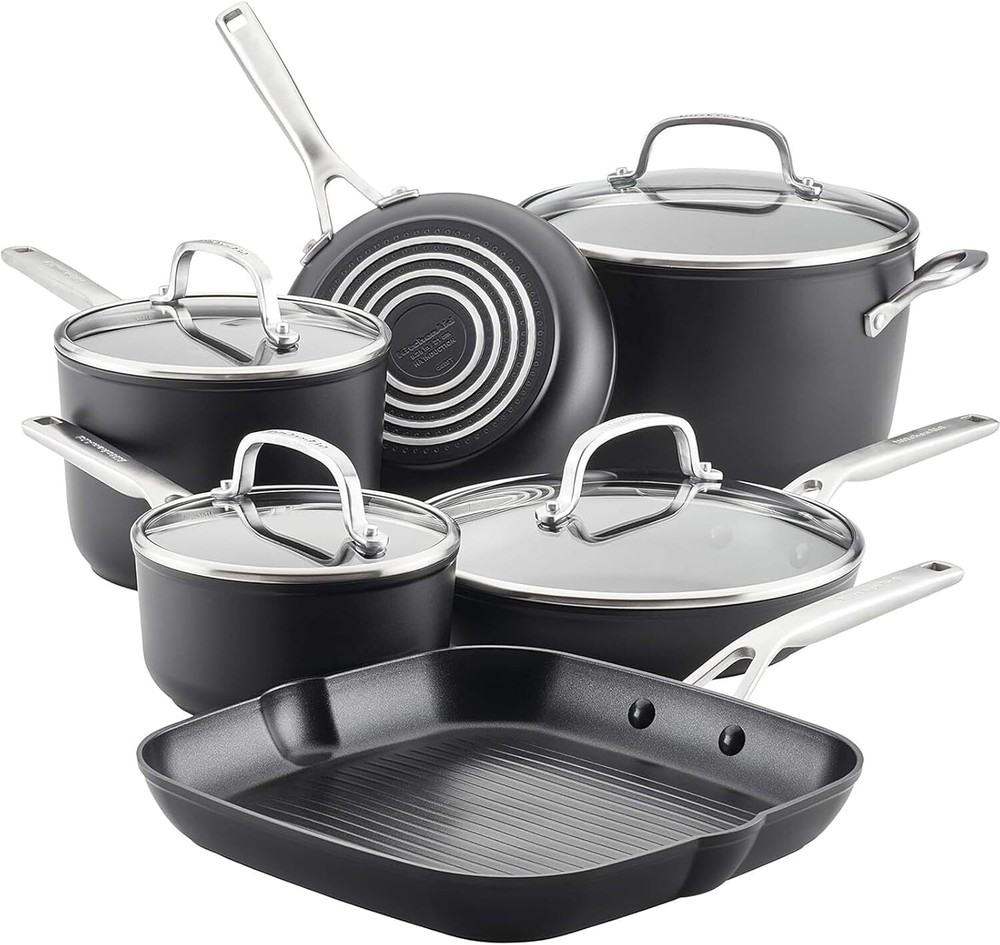 Hard Anodized Induction Nonstick Cookware Pots and Pans Set, 10 Piece