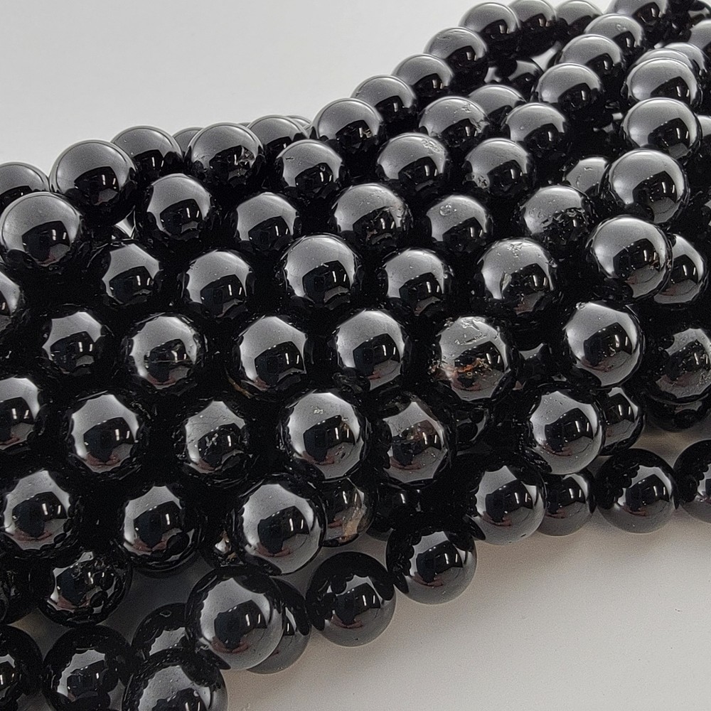 Natural Black Tourmaline Beads Smooth Round Crystal Stone 6mm 8mm 10mm Sizes