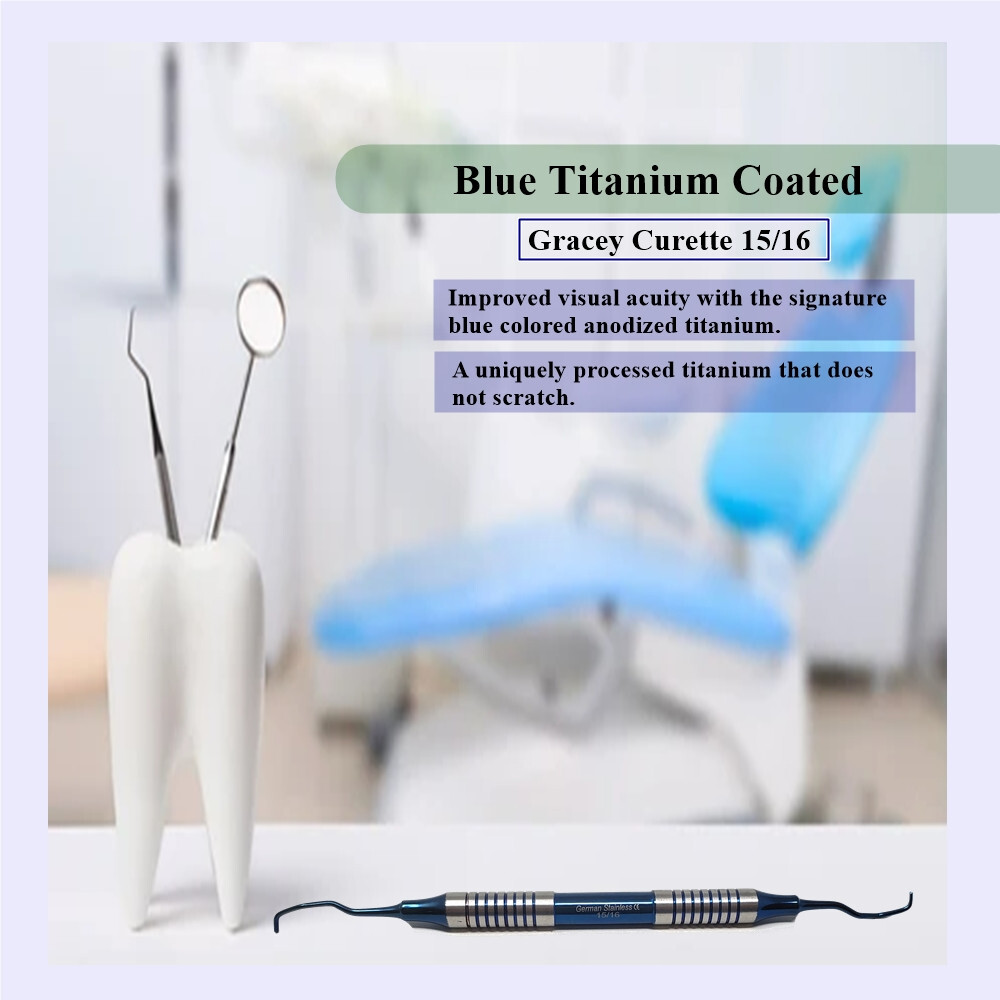 Hollow Handle Periodontal Gracey Curette Blue Titanium 15/16 Dental Surgical NEW