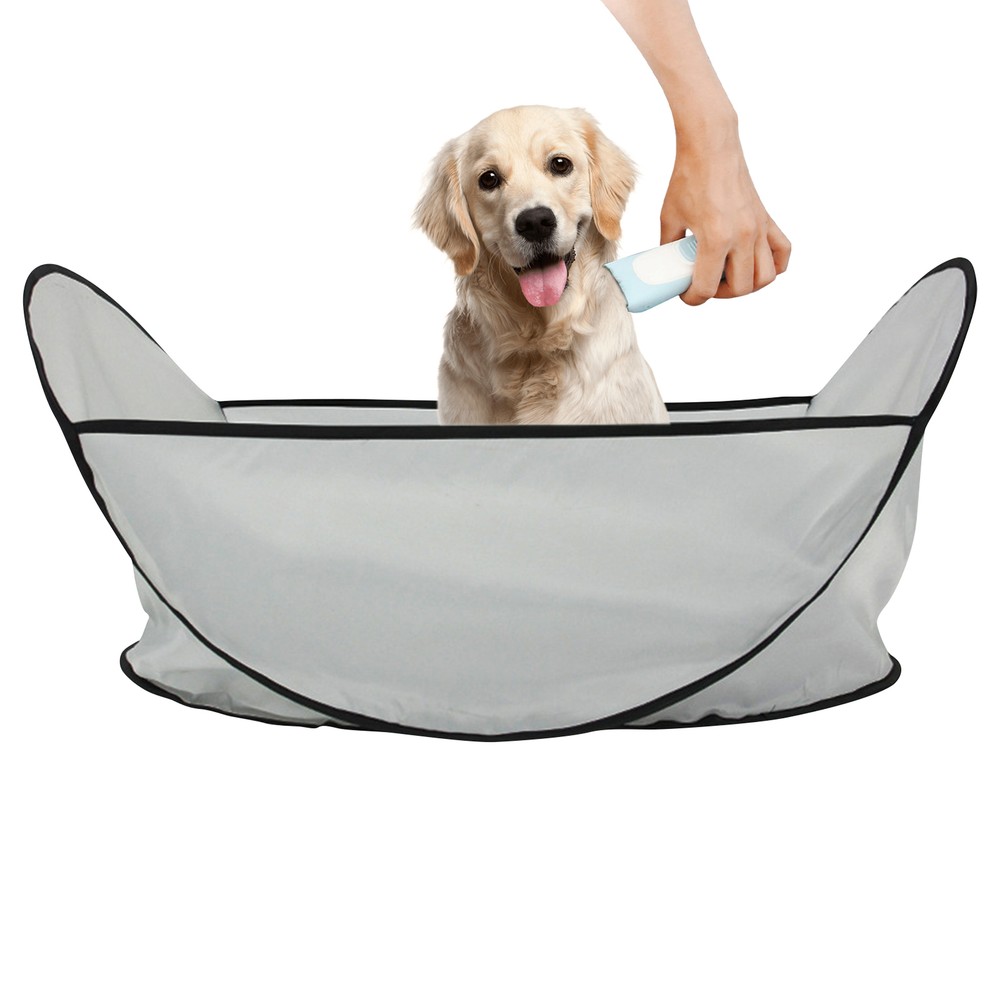 Pet Hair Cutting Cape Gray Shearing Apron Shaving Bib Folding Hair Grooming Tool
