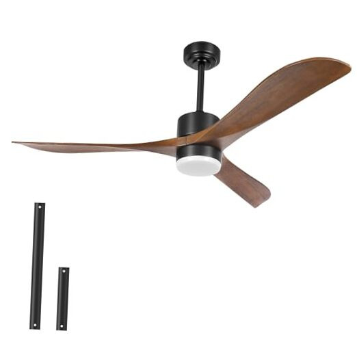 56 Inch Indoor Wood Ceiling Fan with Remote Control and Lights
