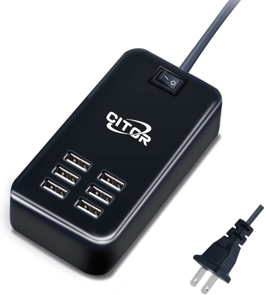 6-Port USB Charging Station for Phones & Multiple Devices