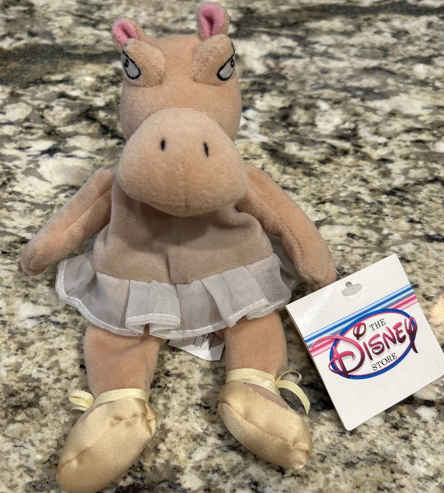 Disney Fantasia Hyacinth Hippo Bean Bag Plush with Tutu 9 Inch