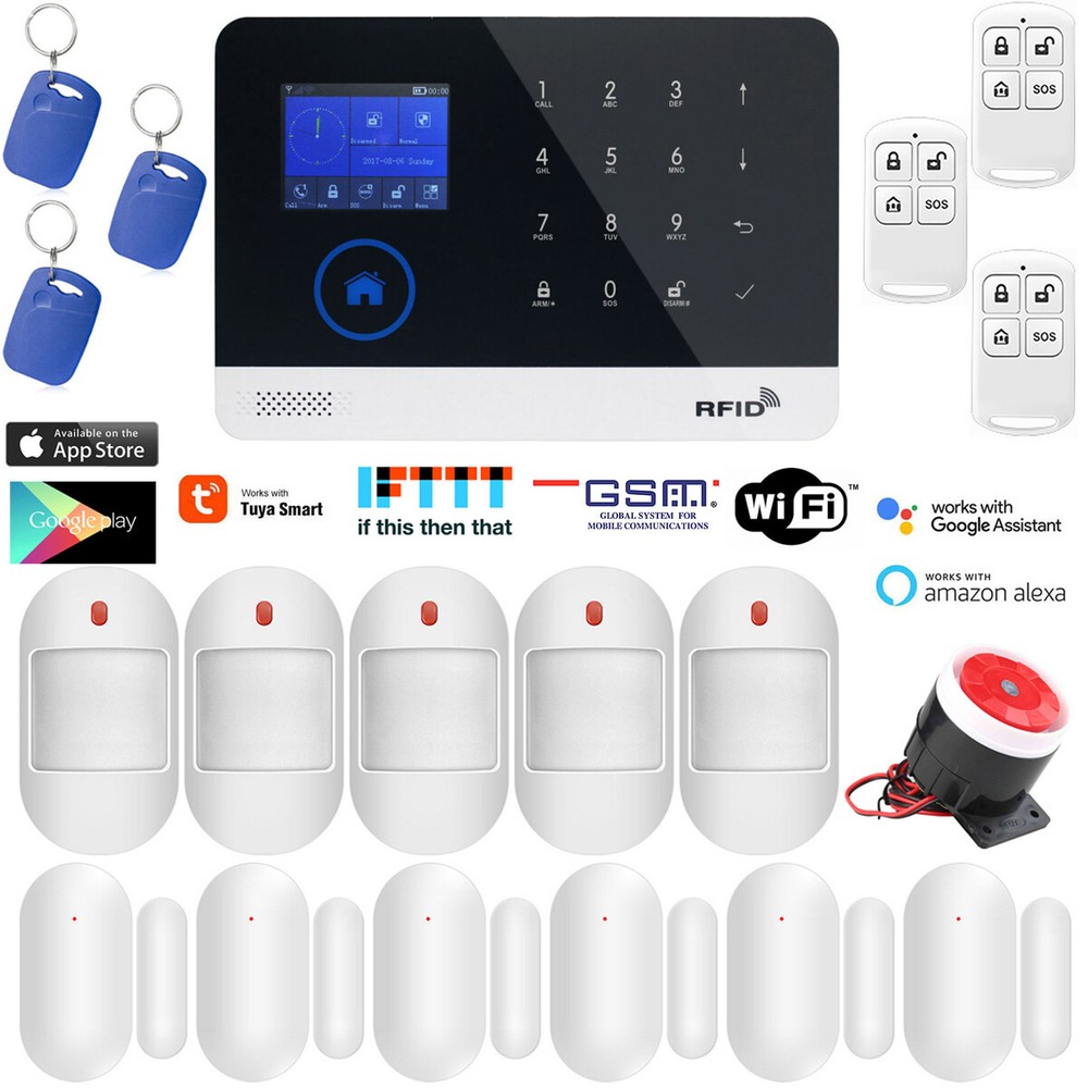 B02 APP WiFi IP GSM Wireless Home Security Alarm System+Amazon Alexa+Google Home