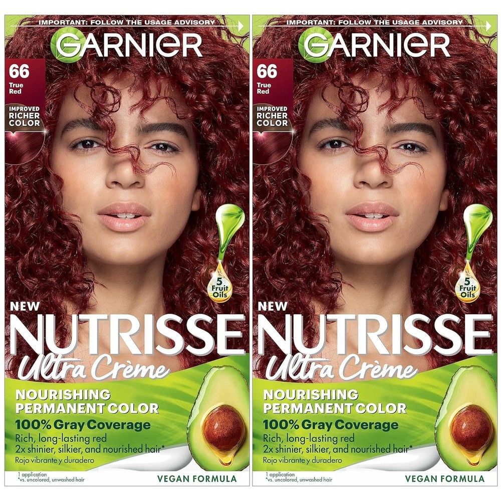 Garnier Hair Color Nutrisse 1 Count (Pack of 2), 66 True Red (Pomegranate)