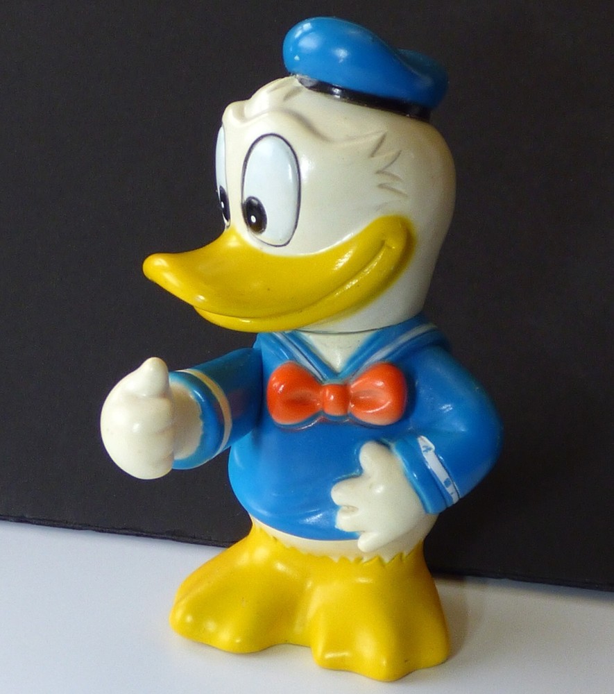 Vintage Disney Hard Rubber Piggy Bank 6 Inch with Stopper Articulated Design