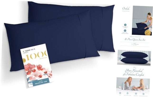 100% Egyptian Cotton Standard/Queen Standard / Queen Pillowcases Navy Blue