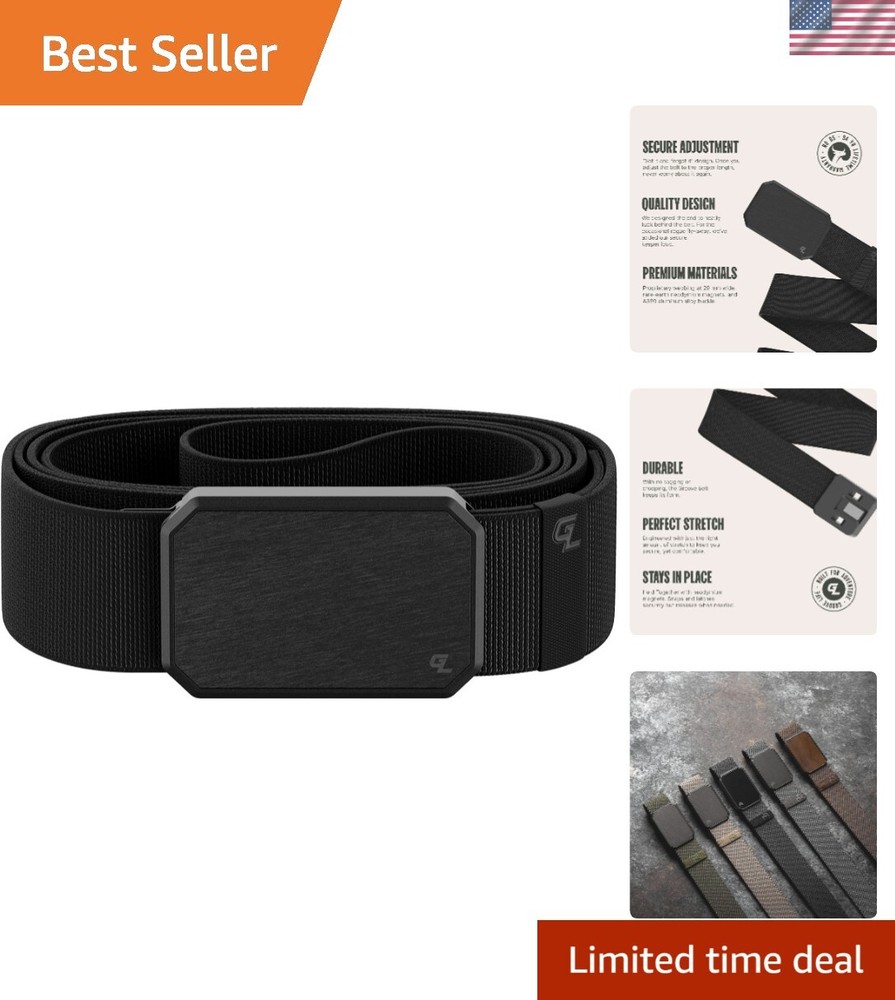 Groove Belt Men's Stretch Nylon Belt with Magnetic Aluminum Buckle, Lifetime ...