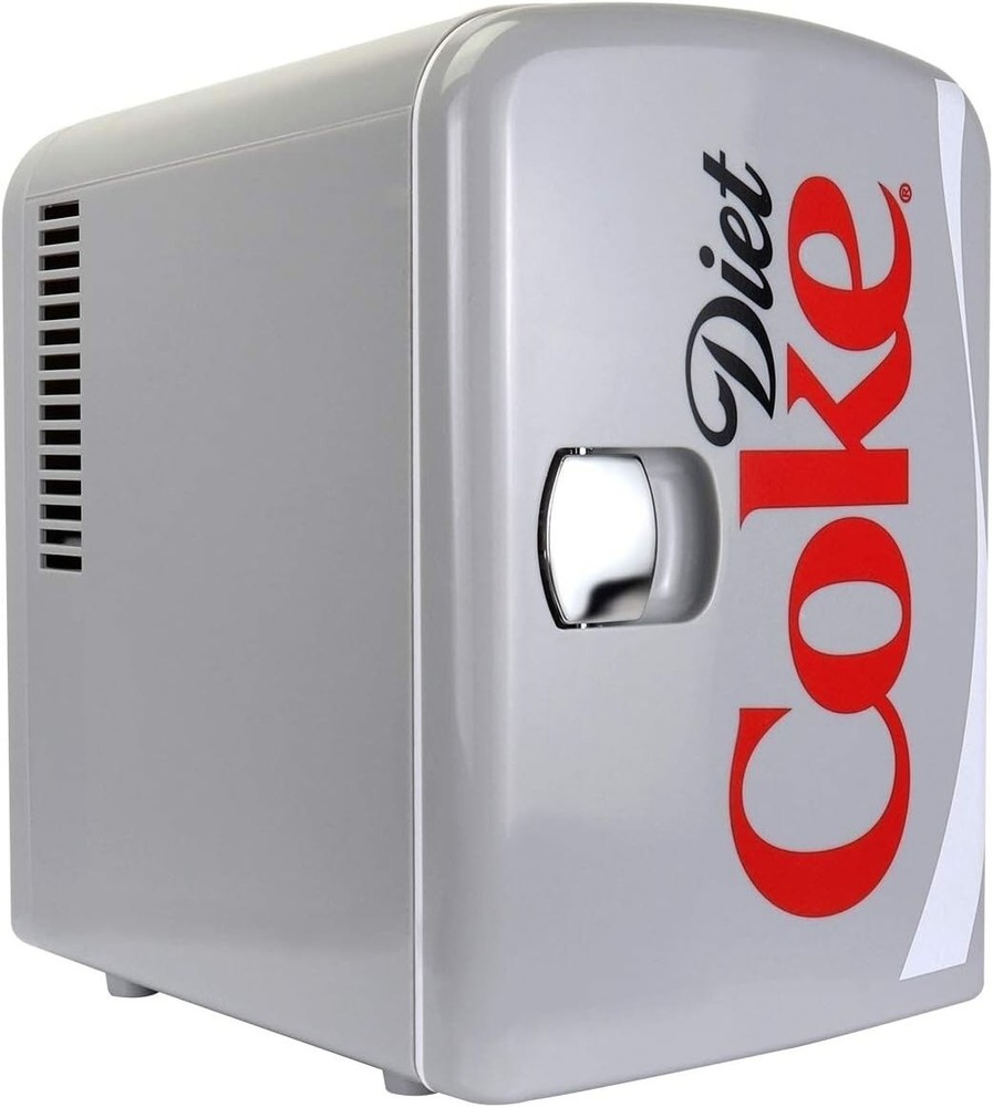 Diet Coke 6 Can Portable Mini Fridge Cools/Warms 12V DC 110V AC Travel Fridge
