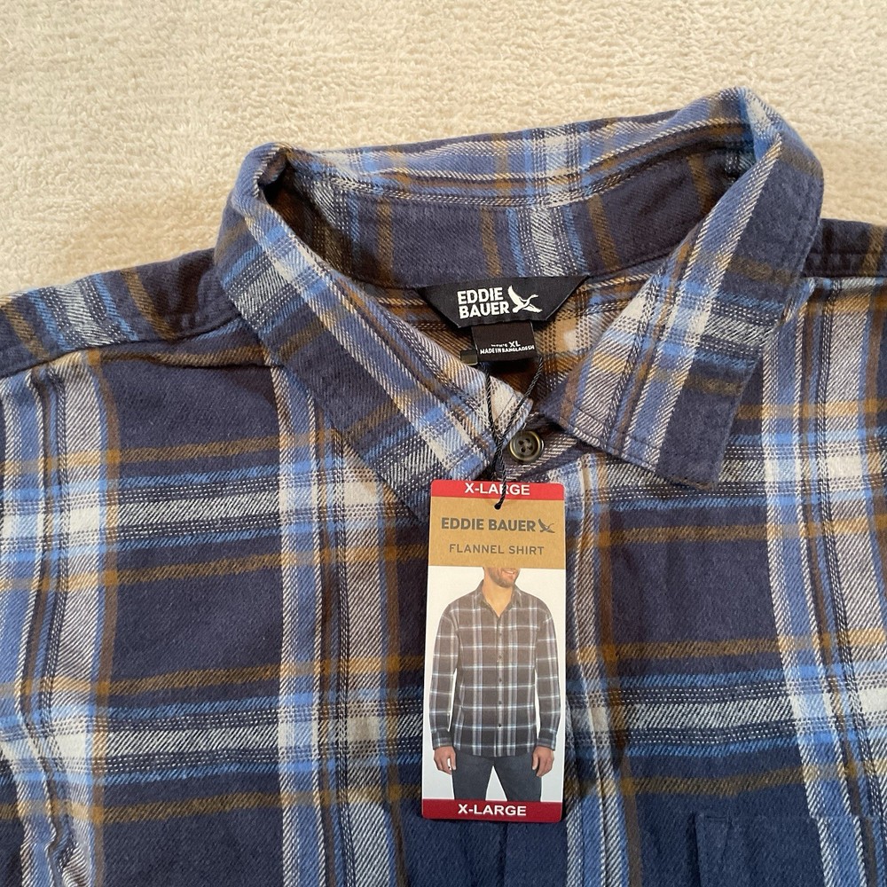 Eddie Bauer Men's Flannel Shirt Size XL Insignia Blue Canyon Plaid
