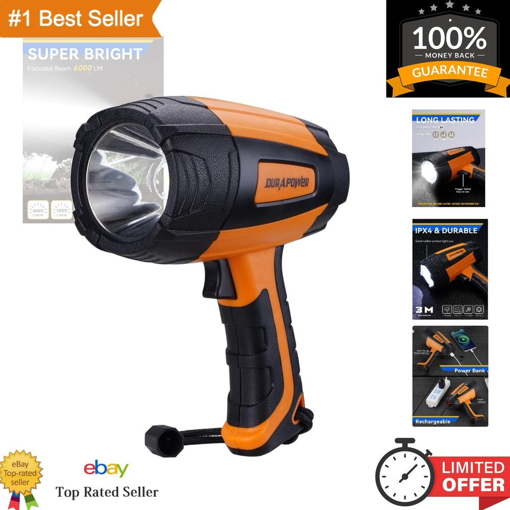 High-Powered 6000 Lumen Spotlight with 3 Modes - Ideal for Outdoor Adventures