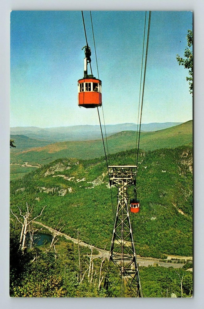 Franconia Notch NH-New Hampshire, Tram Cars And Tower Cannon, Vintage Postcard