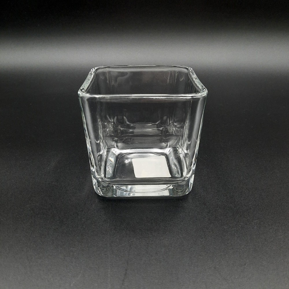 Libbey 5475 USA Made Clear Medium Square Glass Vase Cube Candle Holder