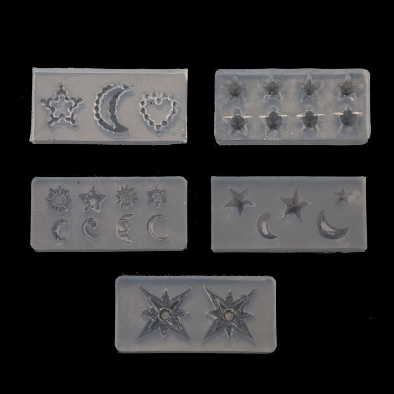 5-Piece Silicone Resin Jewelry Mold for Epoxy Casting Crafts
