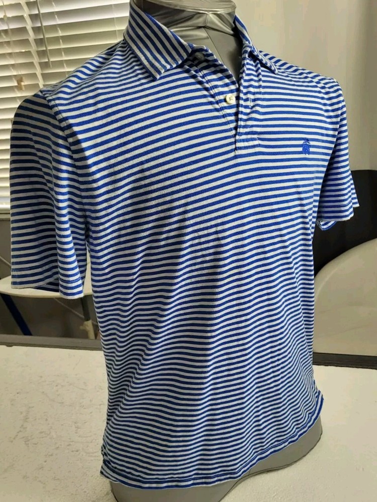 Brooks Brothers Shirt Mens Large Blue 1818 Candy Stripes Polo Cotton Rugby