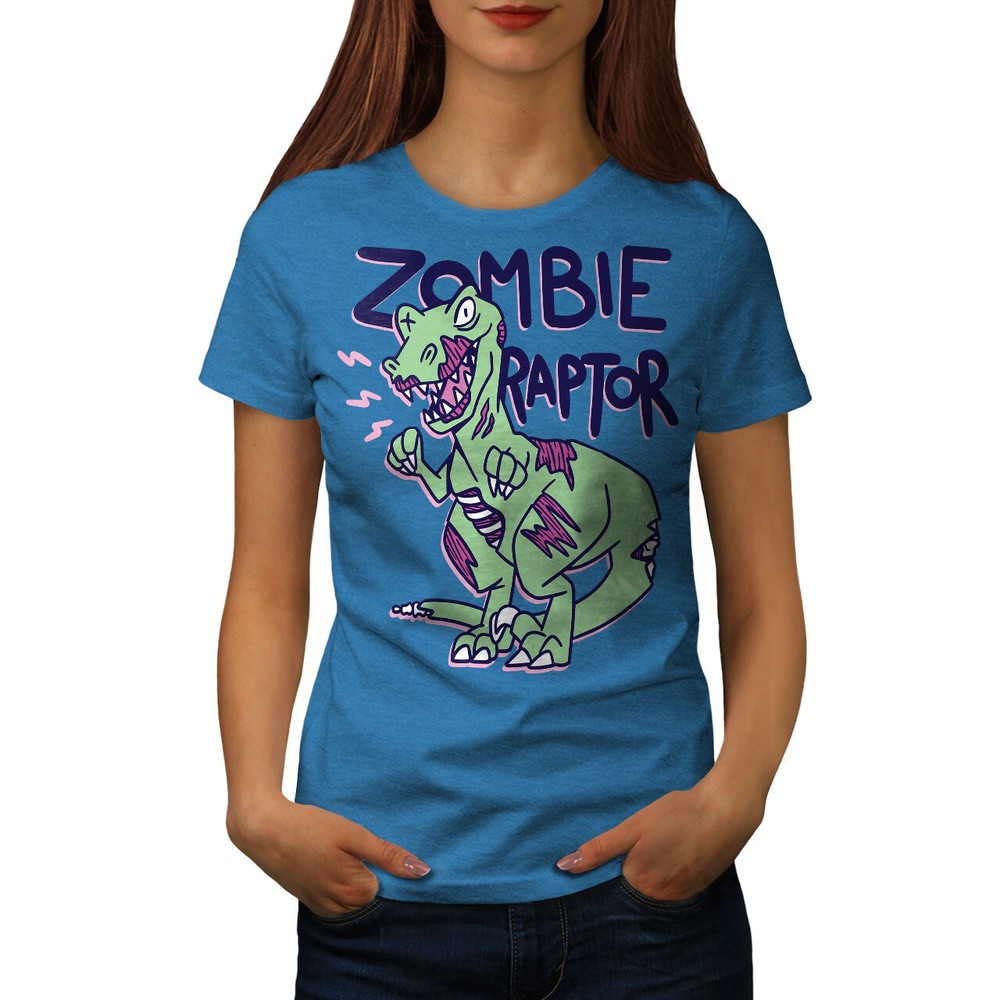 Wellcoda Zombie Raptor Cartoon Funny Undead Womens T-shirt