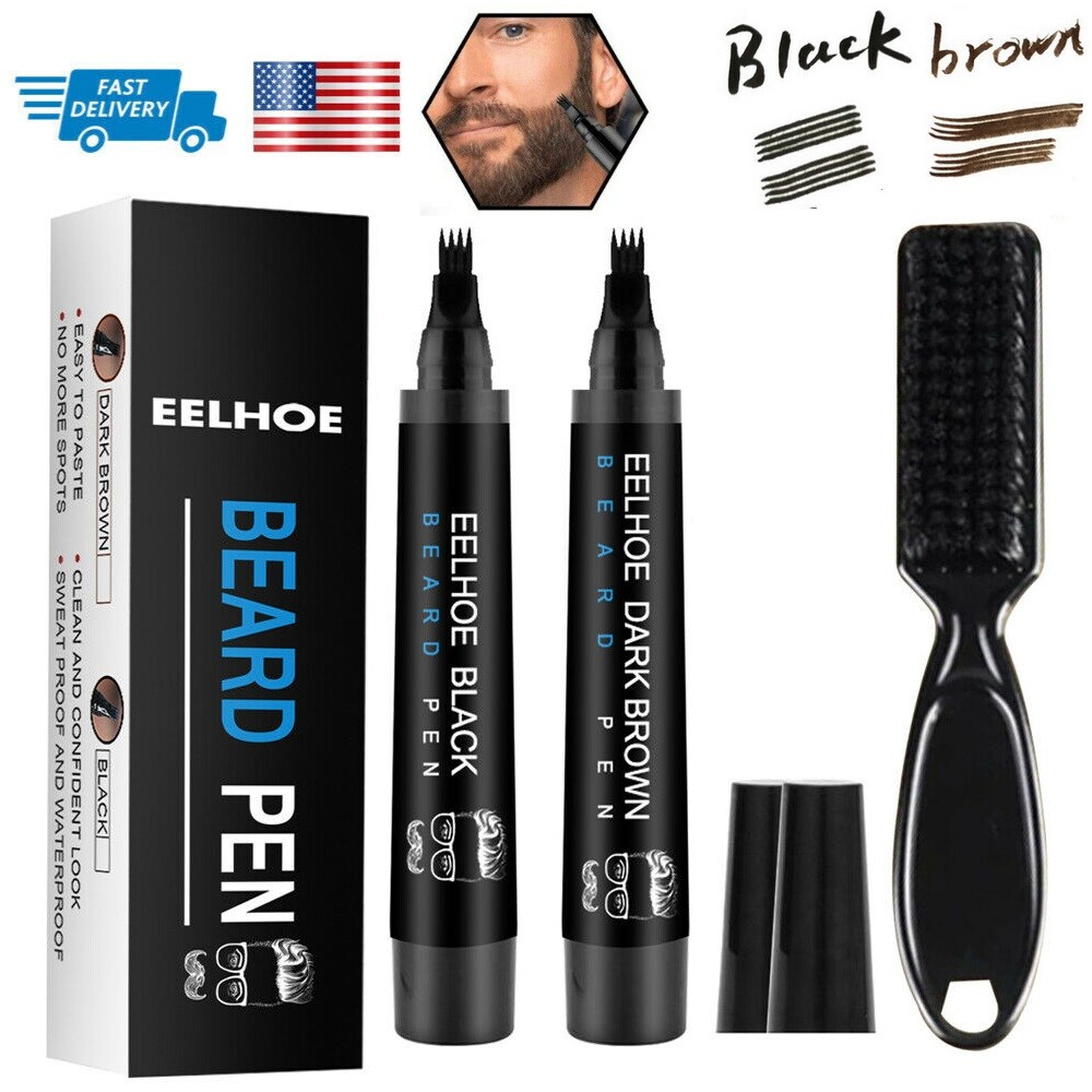 Waterproof Beard Pencil Filler Hair Grower Long Last Moustache Eyebrow Brush Pen