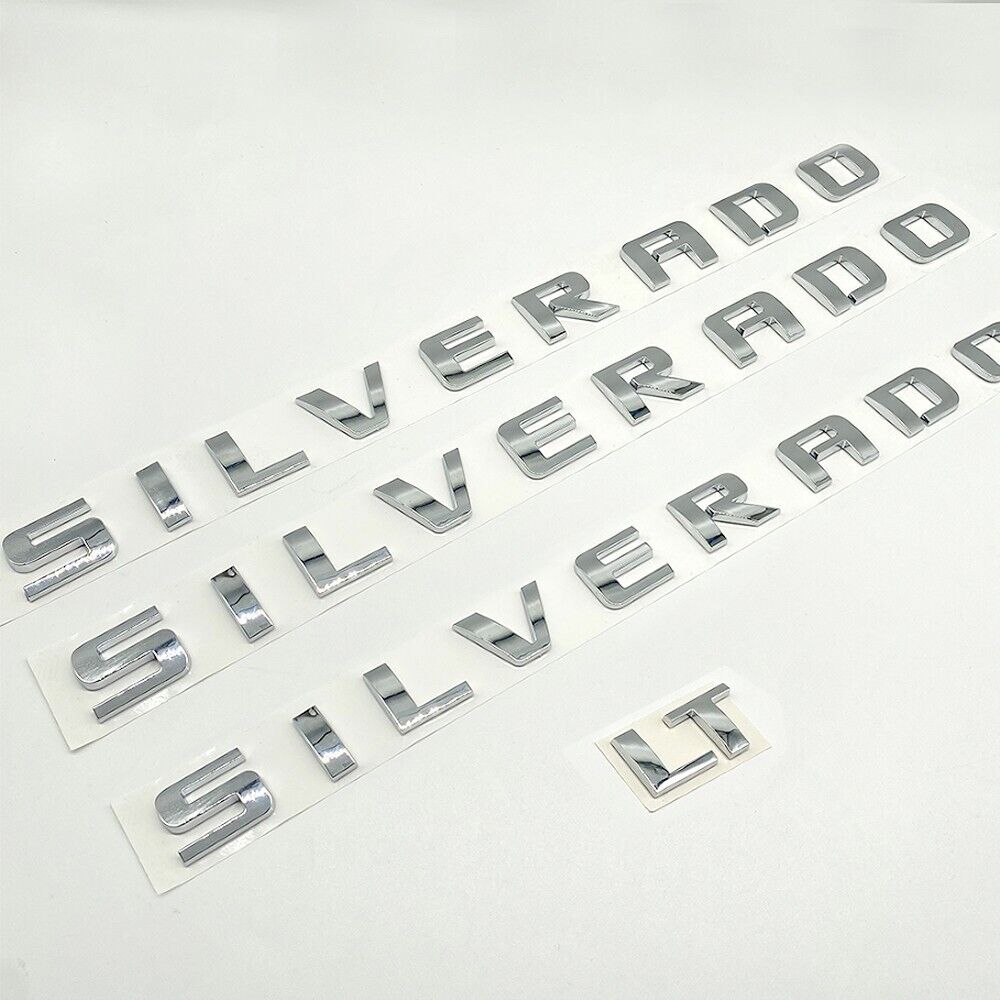 Chrome Front Rear Door Emblem Badge Tailgate Letters for Silverado 1500 2500 LT
