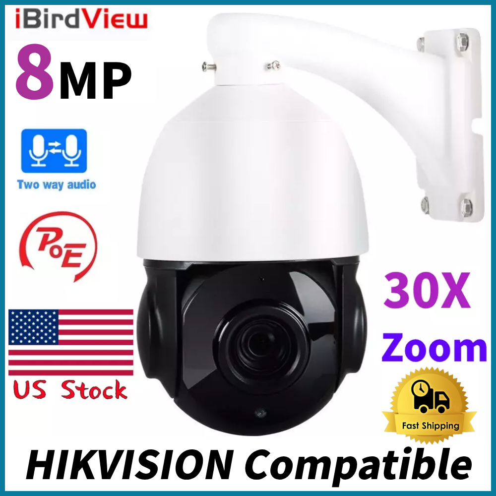 HIKVISION Compatible 360° 4K 8MP 30X PTZ IP Camera Zoom POE IR 100M iB-4H30X-IS