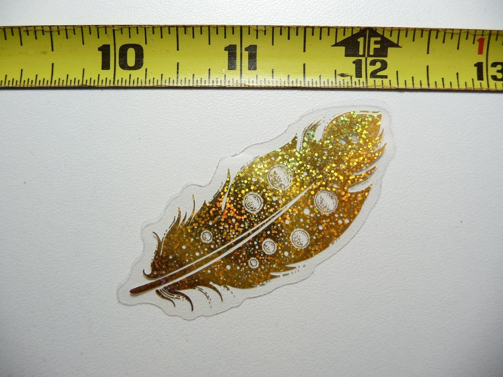 HOLOGRAPHIC FEATHER PLANETS STICKER DECAL REFLECTIVE SHINY BEAUTIFUL