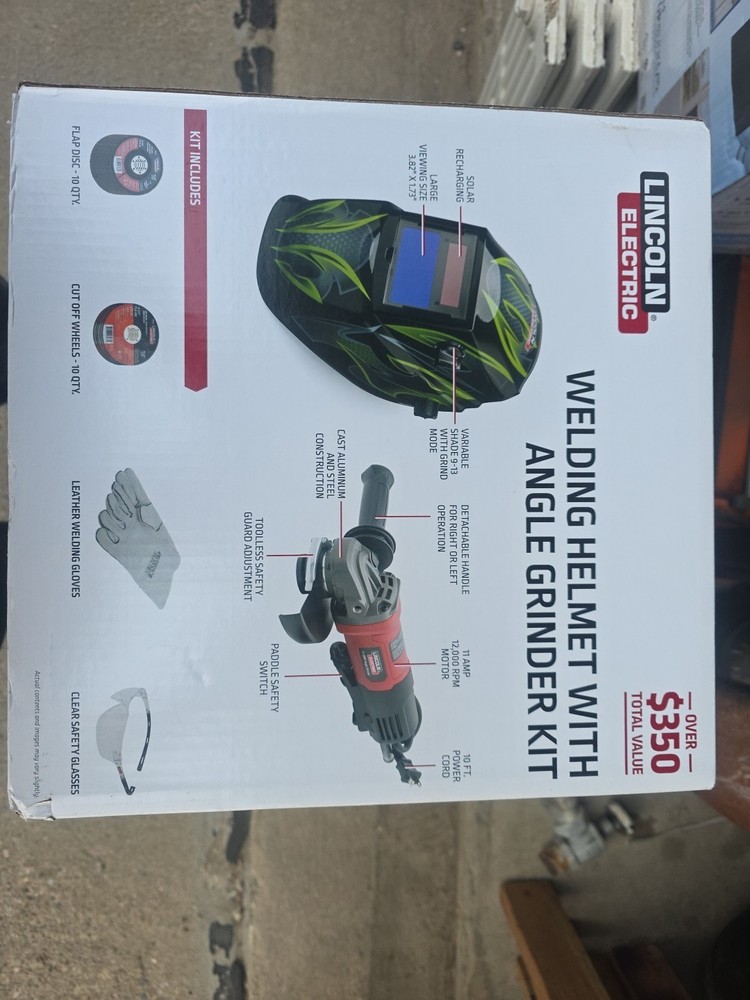 Lincoln Electric Auto-Darkening Welding Helmet & Angle Grinder Combo Kit