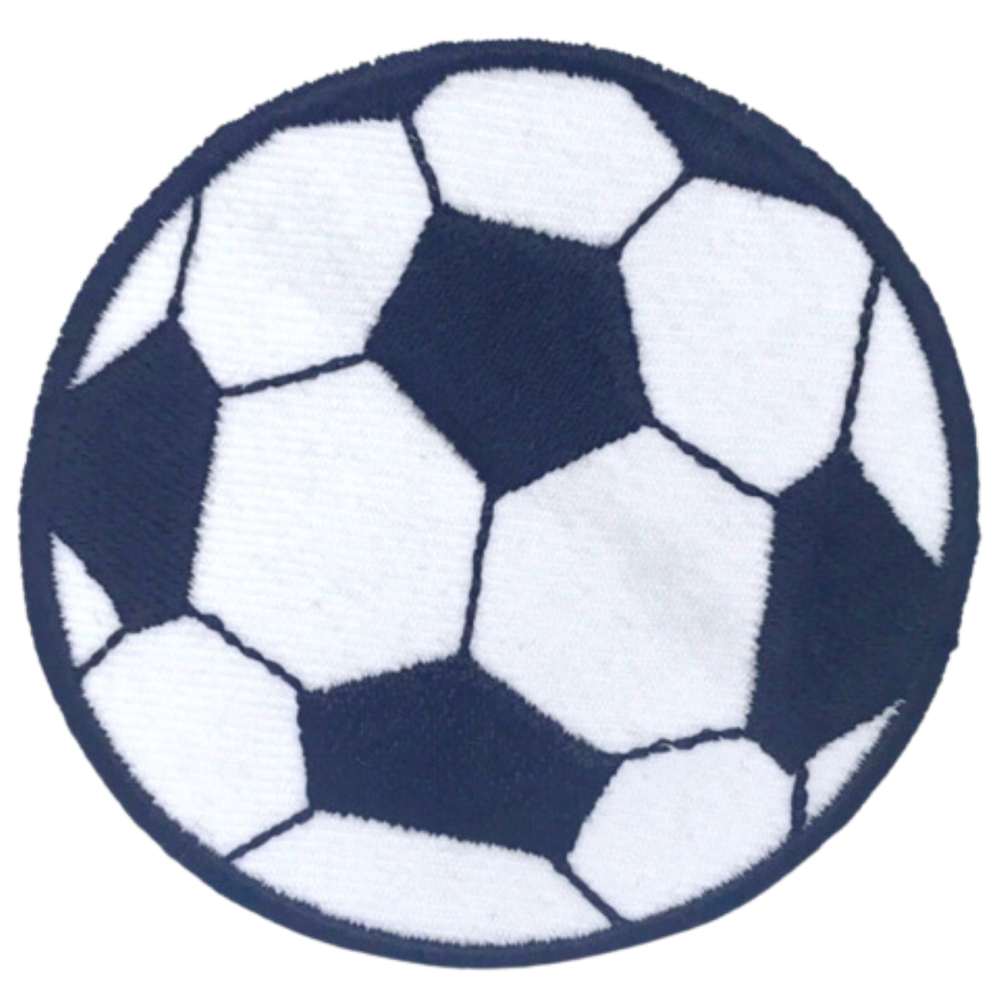 Black and White Football Soccer Embroidered Iron-On Patch