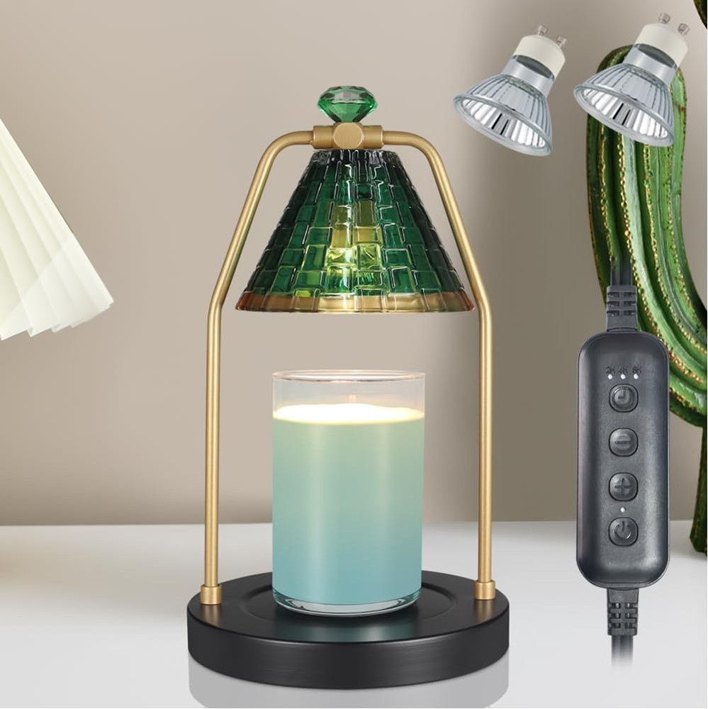 Vintage Glass Candle Warmer Lamp with Timer for Unique Ambiance  