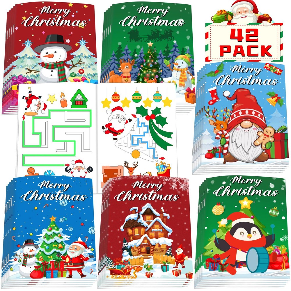 42 Pack Christmas Coloring Books for Kids, Xmas Party Favors Stockings Goodie...