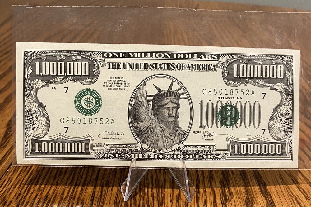 $1,000,000 One Million Dollar Bill Liberty Rushmore 2001 Vintage FANTASY NOTE