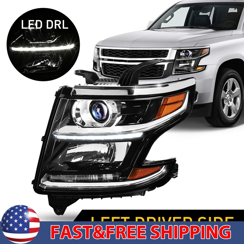 FOR 15-20 CHEVY TAHOE SUBURBAN BLACK CORNER LED DRL PROJECTOR HEADLIGHT Left LH