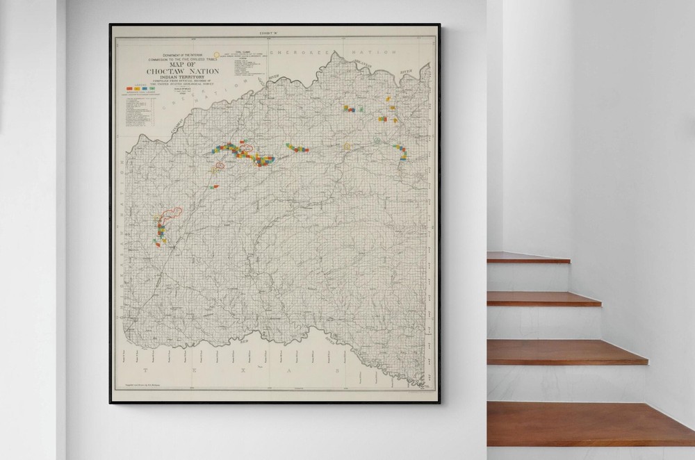 1900 Map of Choctaw Nation Indian Territory Native American Decor Poster Print