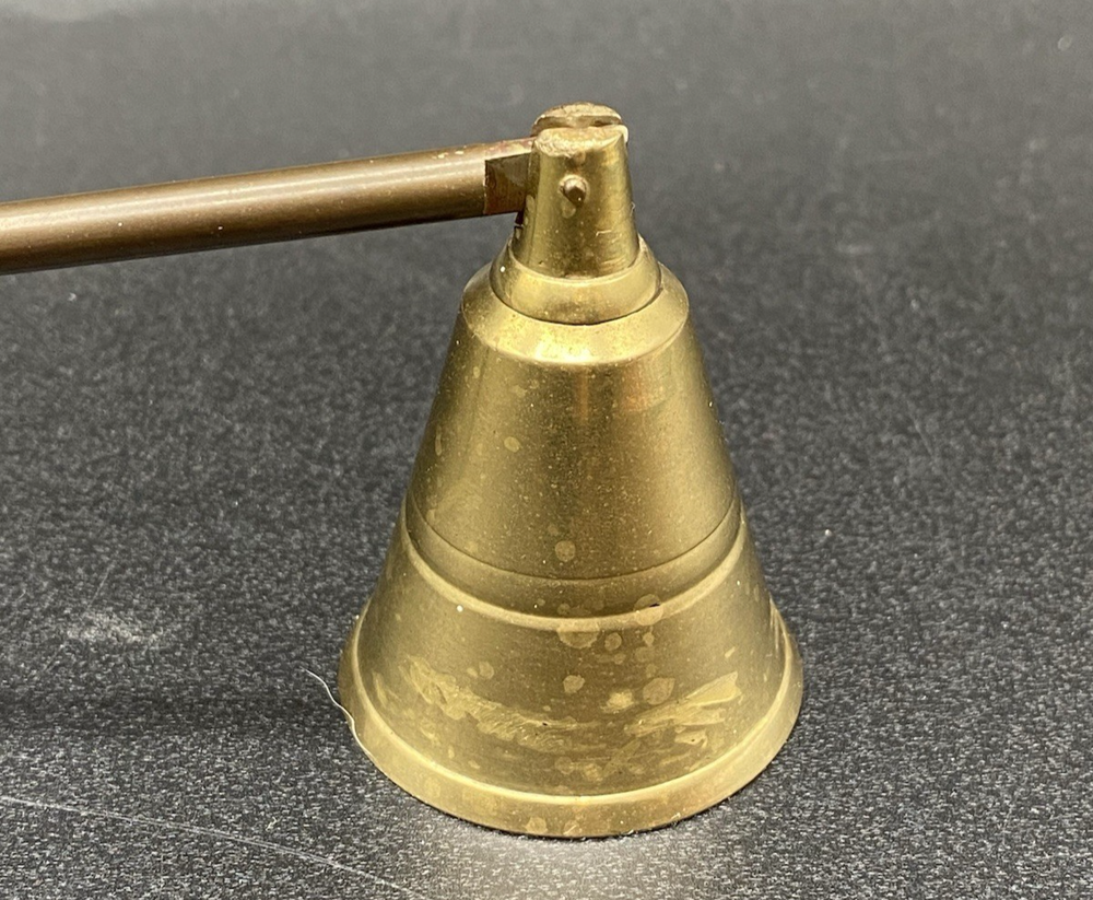 Brass and Wood Candle Snuffer 12.5 Inch Colonial Cottage Style