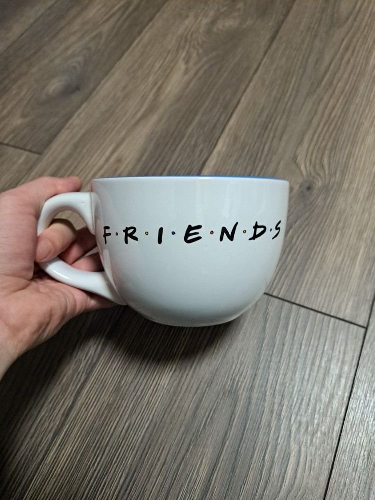 Friends Central Perk 24oz Jumbo Ceramic Coffee Mug TV Show White and Blue Cup